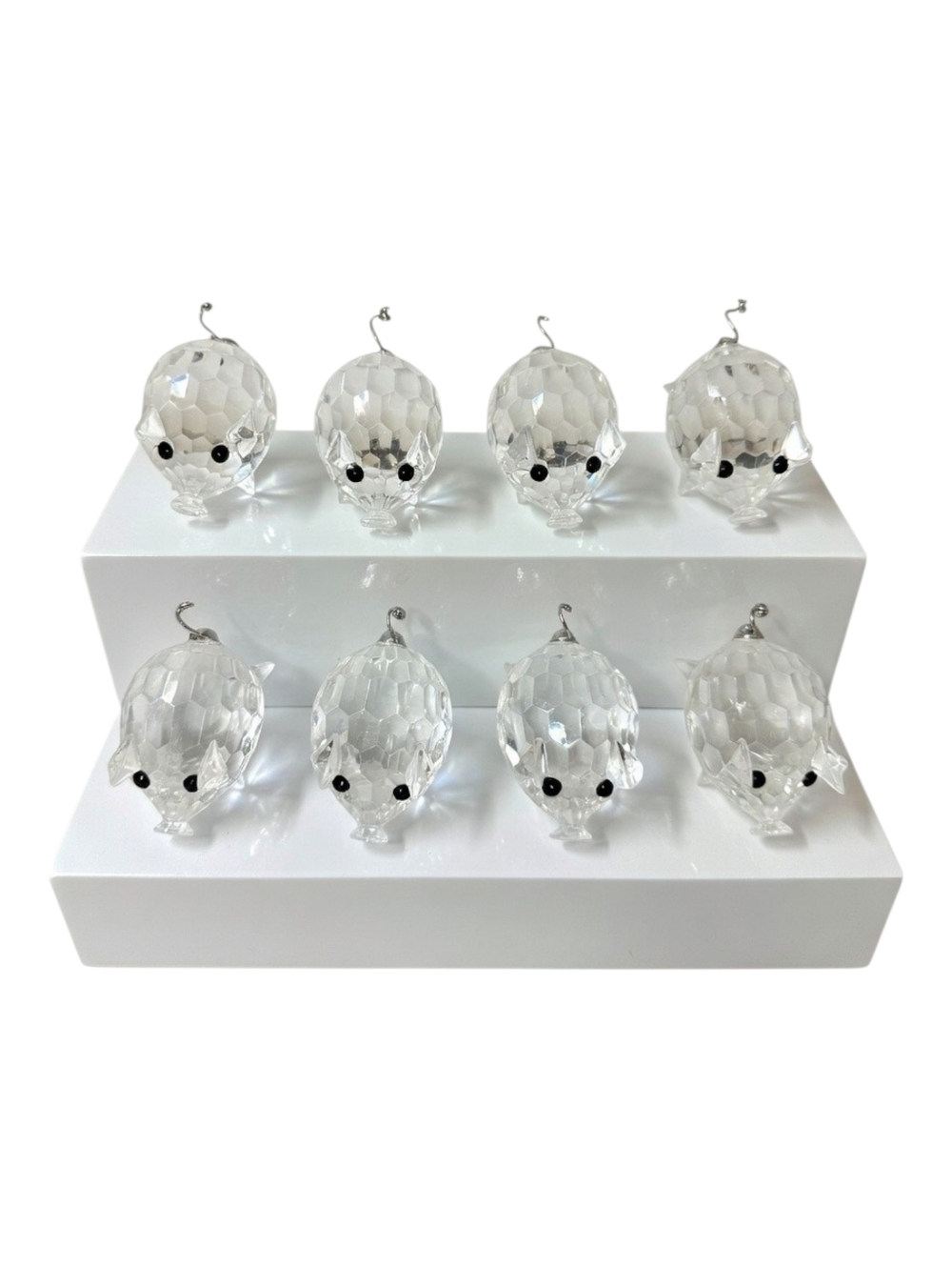 SWAROVSKI Retired Vintage Silver Crystal Minature Pigs #7657 Set of 8